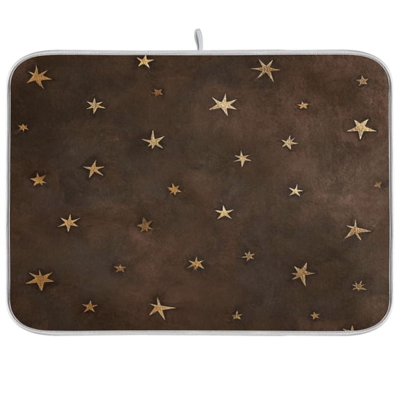 Iauyy Dish Drying Mat for Kitchen Counter, Super Absorbent & Hanging 16x18 / 18x24 Inch (S/M) Dark Brown Background