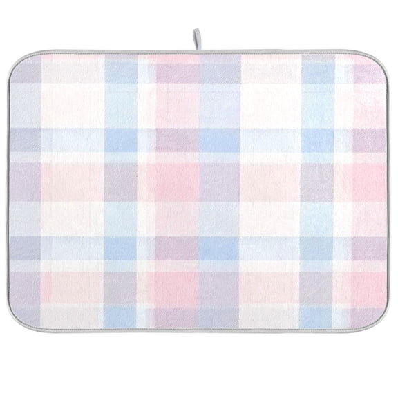 Iauyy Dish Drying Mat for Kitchen Counter, Super Absorbent & Hanging 16x18 / 18x24 Inch (S/M) Dreamy Checkered Pattern