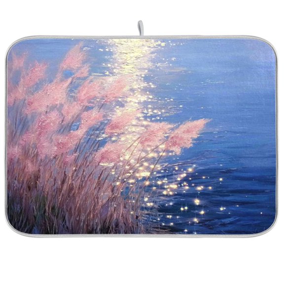 Iauyy Dish Drying Mat for Kitchen Counter, Super Absorbent & Hanging 16x18 / 18x24 Inch (S/M) Grass and Reeds
