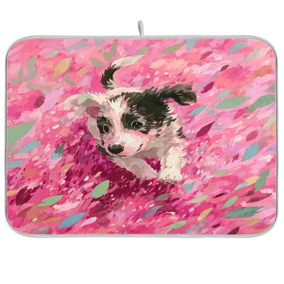 Iauyy Dish Drying Mat for Kitchen Counter, Super Absorbent & Hanging 16x18 / 18x24 Inch (S/M) Running on The Grassland
