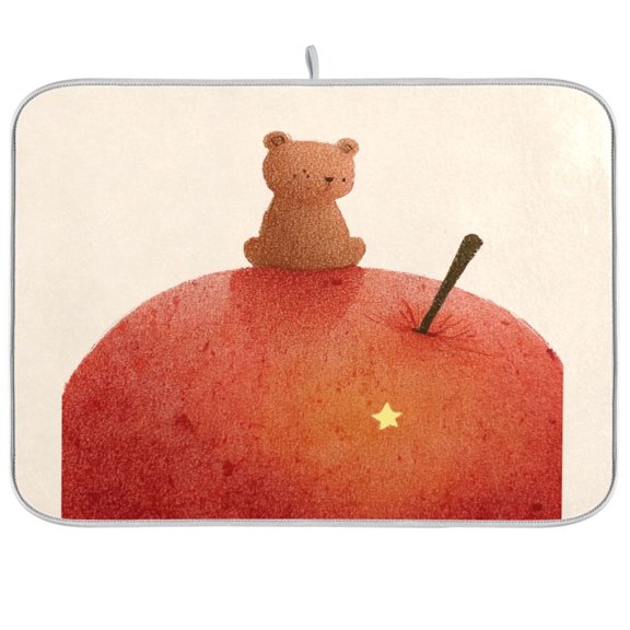 Iauyy Dish Drying Mat for Kitchen Counter, Super Absorbent & Hanging 16x18 / 18x24 Inch (S/M) Star Bear