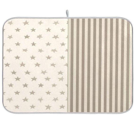 Iauyy Dish Drying Mat for Kitchen Counter, Super Absorbent & Hanging 16x18 / 18x24 Inch (S/M) Star-shaped and Striped