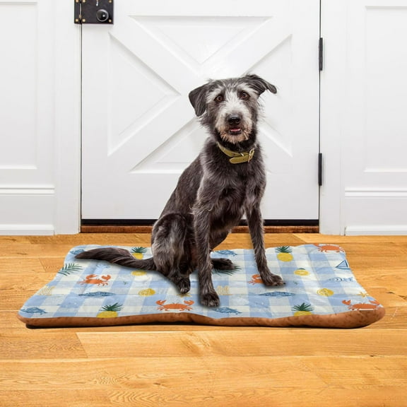 Iauyy 18x24inch Washable Dog Bed Mats, 4cm Thick Comfort Pet Bed with Non-Slip Bottom for Crates, Indoors & Outdoors - Puppy Essentials,A Palm Tree with Lemons
