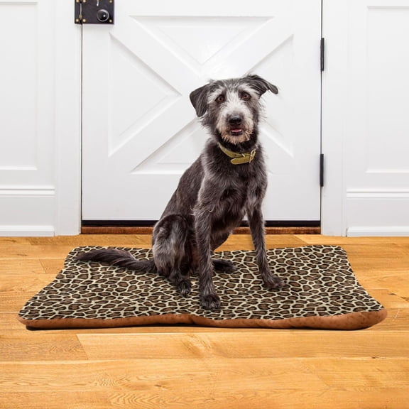 Iauyy 18x24inch Washable Dog Bed Mats, 4cm Thick Comfort Pet Bed with Non-Slip Bottom for Crates, Indoors & Outdoors - Puppy Essentials,Leopard Pattern