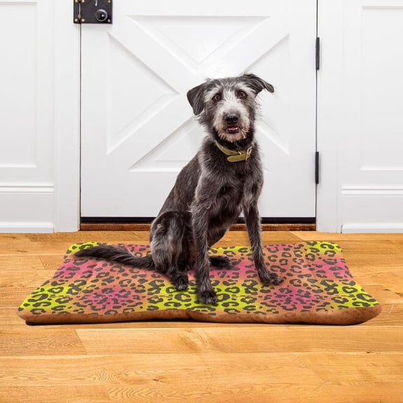 Iauyy 18x24inch Washable Dog Bed Mats, 4cm Thick Comfort Pet Bed with Non-Slip Bottom for Crates, Indoors & Outdoors - Puppy Essentials,Leopard Print Gradient