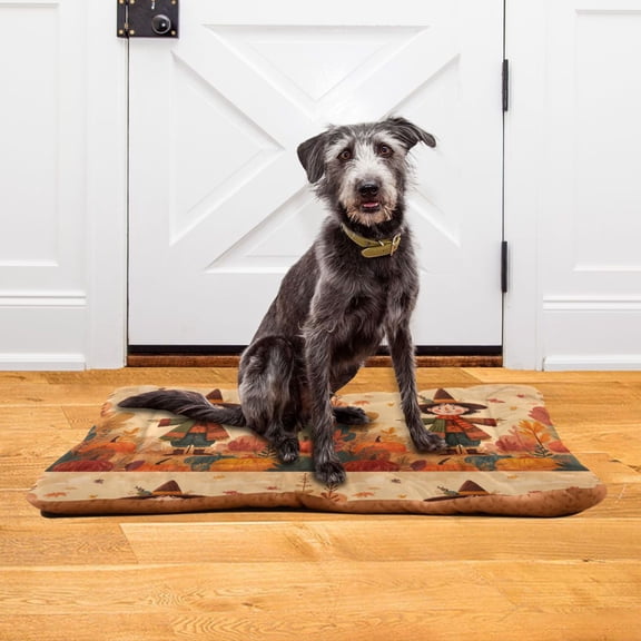 Iauyy 18x24inch Washable Dog Bed Mats, 4cm Thick Comfort Pet Bed with Non-Slip Bottom for Crates, Indoors & Outdoors - Puppy Essentials,Little Scarecrow Station