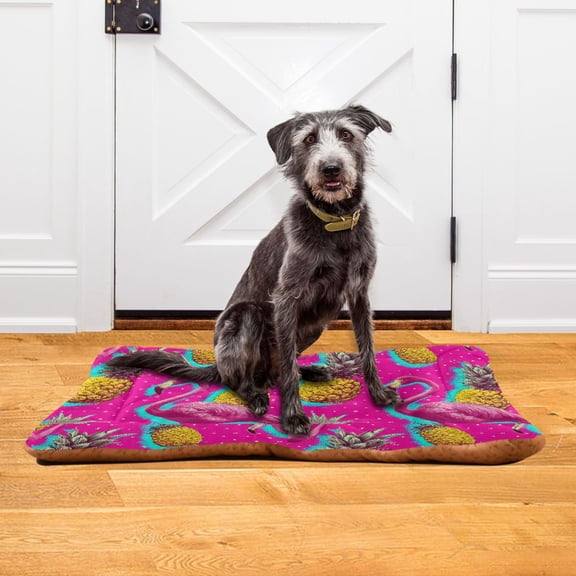 Iauyy 18x24inch Washable Dog Bed Mats, 4cm Thick Comfort Pet Bed with Non-Slip Bottom for Crates, Indoors & Outdoors - Puppy Essentials,Seamless Joined Pineapples