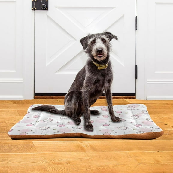 Iauyy 18x24inch Washable Dog Bed Mats, 4cm Thick Comfort Pet Bed with Non-Slip Bottom for Crates, Indoors & Outdoors - Puppy Essentials,A Cat