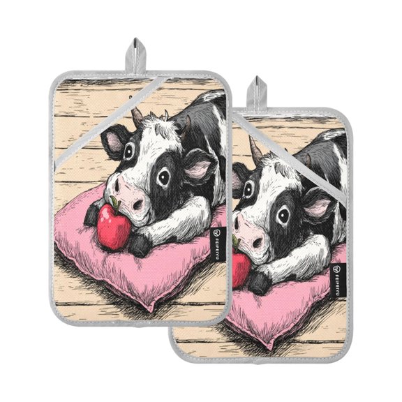 Iauyy 2 Pack Hot Pads for Kitchen Heat Resistant&Non Slip Potholders,Thickness 8mm Heat Resistant up to 170° for Oven Mitts Kitchen Decor 7x9.8in,Eating Voraciously