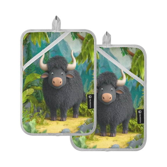 Iauyy 2 Pack Hot Pads for Kitchen Heat Resistant&Non Slip Potholders,Thickness 8mm Heat Resistant up to 170° for Oven Mitts Kitchen Decor 7x9.8in,Full Color Presentation