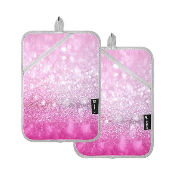 Iauyy 2 Pack Hot Pads for Kitchen Heat Resistant&Non Slip Potholders,Thickness 8mm Heat Resistant up to 170° for Oven Mitts Kitchen Decor 7x9.8in,Shimmering White Bokeh