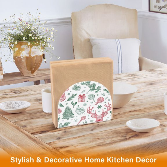 Iauyy 2 Piece Napkin Holder for Table 4.1x4.9x1.97in Acrylic Kitchen Decor,Standing Napkin Dispenser Kitchen Table for Bar Banquet Coffee Table,Christmas Graffiti