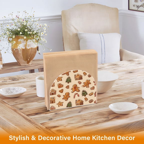 Iauyy 2 Piece Napkin Holder for Table 4.1x4.9x1.97in Acrylic Kitchen Decor,Standing Napkin Dispenser Kitchen Table for Bar Banquet Coffee Table,Cute Gingerbread Characters