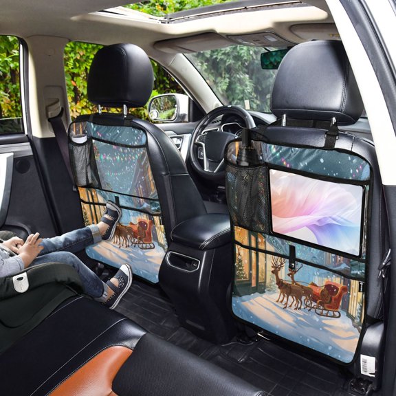 Iauyy 2-in-1 Car Kick Mats Back Seat Protector, 6 Large Storage Pockets , Universal Car Seat Back Protectors Kick for SUV & Sedan 25x18in,A Convertible Sled