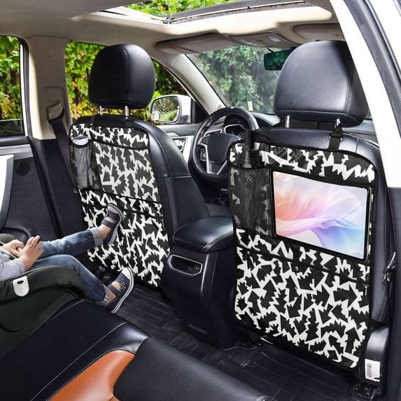 Iauyy 2-in-1 Car Kick Mats Back Seat Protector, 6 Large Storage Pockets , Universal Car Seat Back Protectors Kick for SUV & Sedan 25x18in,Artistic Layout