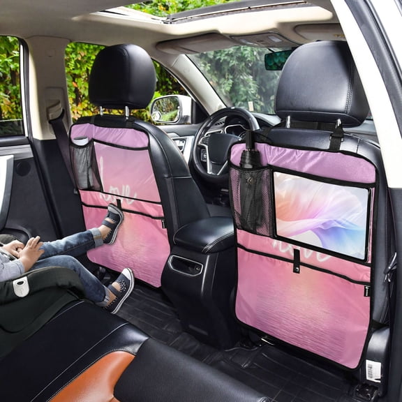 Iauyy 2-in-1 Car Kick Mats Back Seat Protector, 6 Large Storage Pockets , Universal Car Seat Back Protectors Kick for SUV & Sedan 25x18in,Dreamlike Sunset