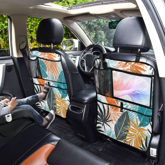Iauyy 2-in-1 Car Kick Mats Back Seat Protector, 6 Large Storage Pockets , Universal Car Seat Back Protectors Kick for SUV & Sedan 25x18in,Greenish-blue