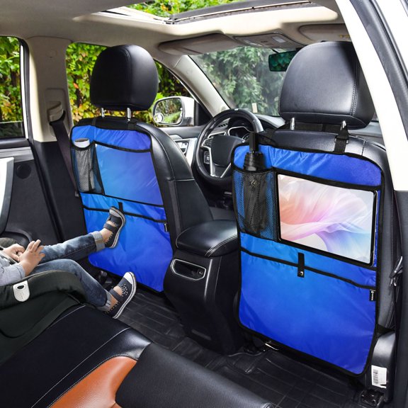 Iauyy 2-in-1 Car Kick Mats Back Seat Protector, 6 Large Storage Pockets , Universal Car Seat Back Protectors Kick for SUV & Sedan 25x18in,High Natural Light