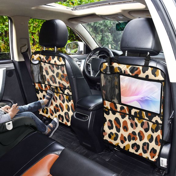 Iauyy 2-in-1 Car Kick Mats Back Seat Protector, 6 Large Storage Pockets , Universal Car Seat Back Protectors Kick for SUV & Sedan 25x18in,Unstitched Solid Color