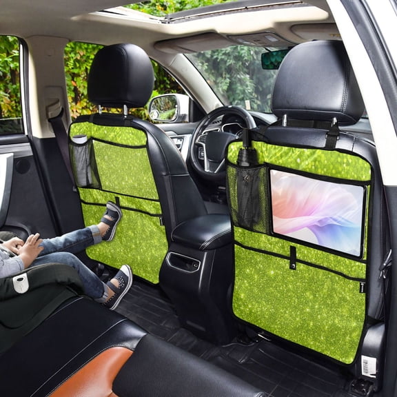 Iauyy 2-in-1 Car Kick Mats Back Seat Protector, 6 Large Storage Pockets , Universal Car Seat Back Protectors Kick for SUV & Sedan 25x18in,Flashing
