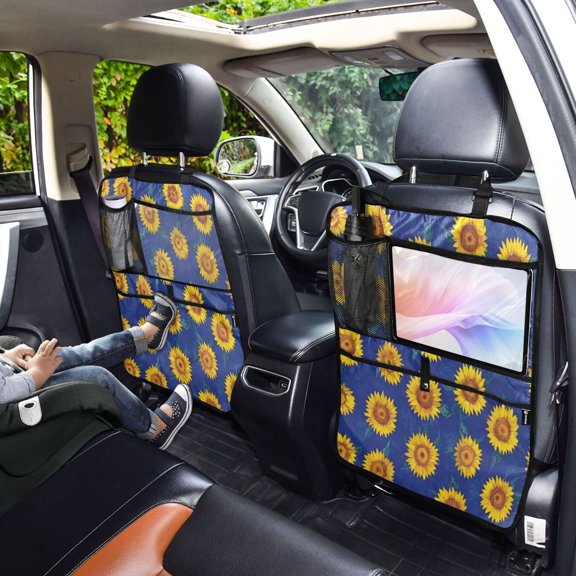 Iauyy 2-in-1 Car Kick Mats Back Seat Protector, 6 Large Storage Pockets , Universal Car Seat Back Protectors Kick for SUV & Sedan 25x18in,Royal Blue