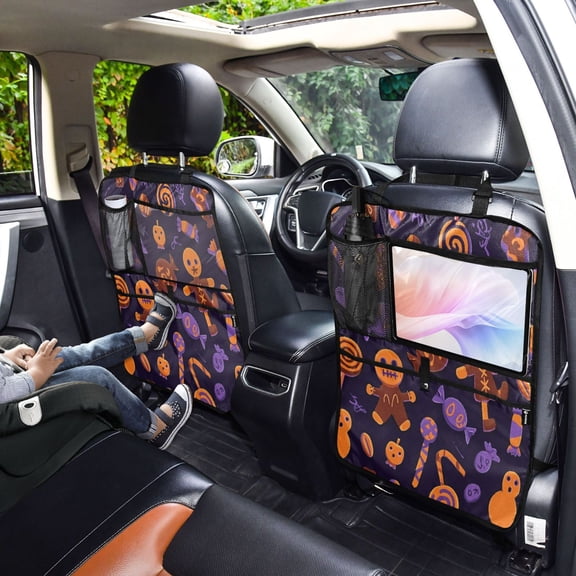 Iauyy 2-in-1 Car Kick Mats Back Seat Protector, 6 Large Storage Pockets , Universal Car Seat Back Protectors Kick for SUV & Sedan 25x18in,Voodoo Doll