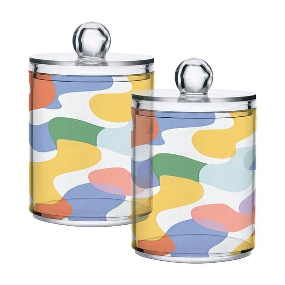 Iauyy 2 pack Transparent Floss Storage Container - Sealed Cotton Pad Can with PS Plastic Lid Dust-Proof for Bathroom Dressing Table,Interesting and Artistic