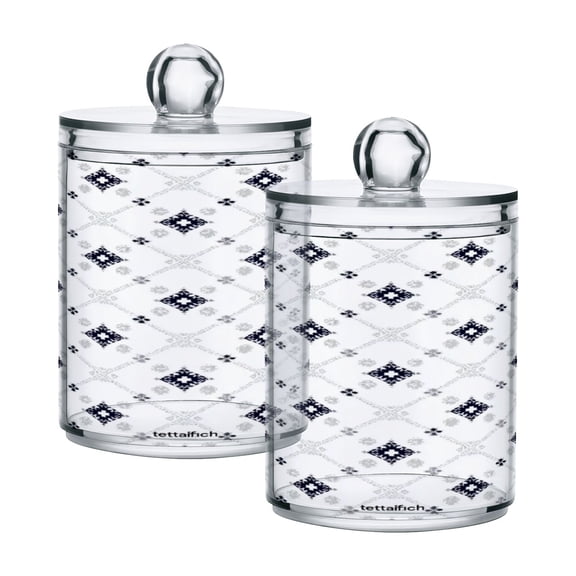 Iauyy 2 pack Transparent Floss Storage Container - Sealed Cotton Pad Can with PS Plastic Lid Dust-Proof for Bathroom Dressing Table,Minimalist Diamond-shaped Decoration