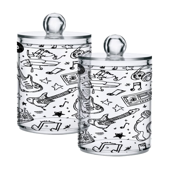 Iauyy 2 pack Transparent Floss Storage Container - Sealed Cotton Pad Can with PS Plastic Lid Dust-Proof for Bathroom Dressing Table,2d Cartoon Effect