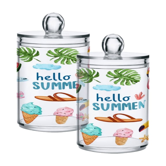 Iauyy 2 pack Transparent Floss Storage Container - Sealed Cotton Pad Can with PS Plastic Lid Dust-Proof for Bathroom Dressing Table,Big-billed Bird