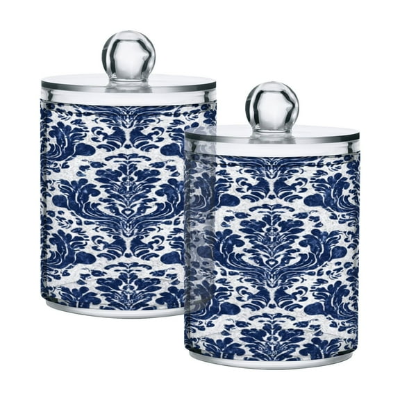 Iauyy 2 pack Transparent Floss Storage Container - Sealed Cotton Pad Can with PS Plastic Lid Dust-Proof for Bathroom Dressing Table,Overlay Layer