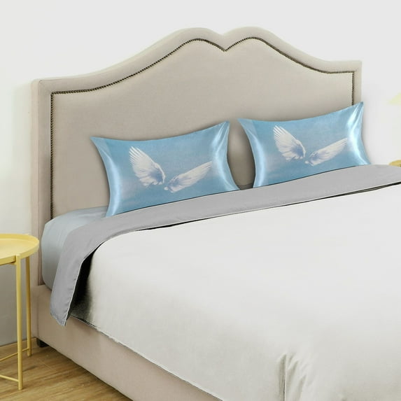 Iauyy 20x26in Silk-Smooth Satin Pillowcase, Gentle on Hair and Skin, Luxuriously Soft Pillowcase with Envelope Closure, Wrinkle Fade The Color Is Blue