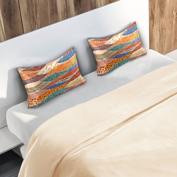 Iauyy 20x26in Silk-Smooth Satin Pillowcase, Gentle on Hair and Skin, Luxuriously Soft Pillowcase with Envelope Closure, Wrinkle Fade Patterns Of The Multicolored Tribe