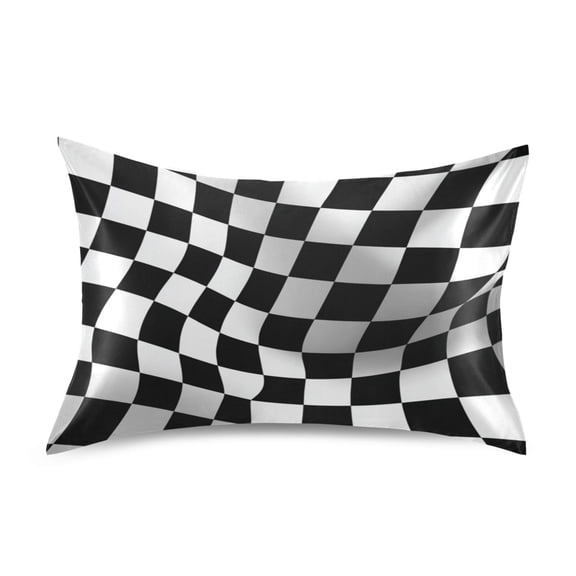 Iauyy 20x26in Silk-Smooth Satin Pillowcase, Gentle on Hair and Skin, Luxuriously Soft Pillowcase with Envelope Closure, Wrinkle Fade Racing Flag