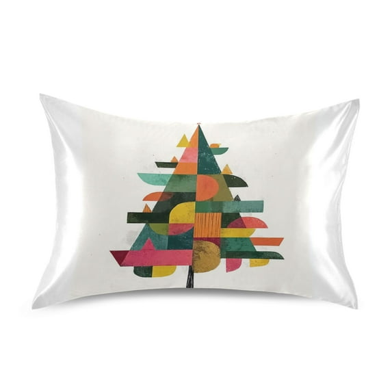 Iauyy 20x30in Silk-Smooth Satin Pillowcase, Gentle on Hair and Skin, Luxuriously Soft Pillowcase with Envelope Closure, Wrinkle Fade Simple Shaped Christmas Tree