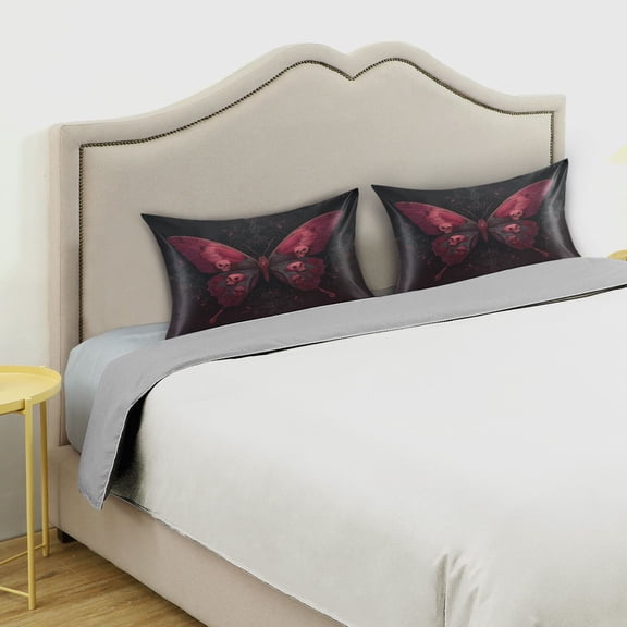 Iauyy 20x30in Silk-Smooth Satin Pillowcase, Gentle on Hair and Skin, Luxuriously Soft Pillowcase with Envelope Closure, Wrinkle Fade Gothic Deep Red