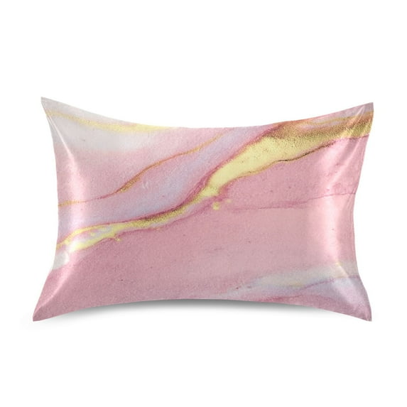 Iauyy 20x40in Silk-Smooth Satin Pillowcase, Gentle on Hair and Skin, Luxuriously Soft Pillowcase with Envelope Closure, Wrinkle Fade Marble