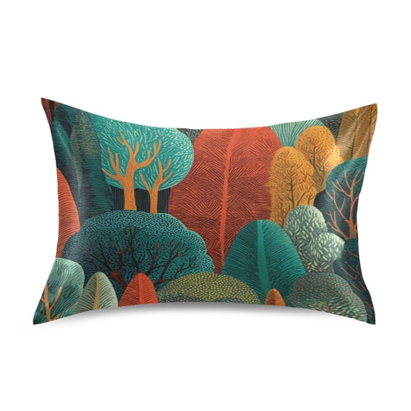 Iauyy 20x40in Silk-Smooth Satin Pillowcase, Gentle on Hair and Skin, Luxuriously Soft Pillowcase with Envelope Closure, Wrinkle Fade Strange Tree