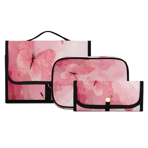 Iauyy 3 Piece Large Portable Hanging Toiletry Bags for Travel,Foldable Makeup Organizer with Multiple Compartments for Men&Women，A Dreamlike Atmosphere Scene