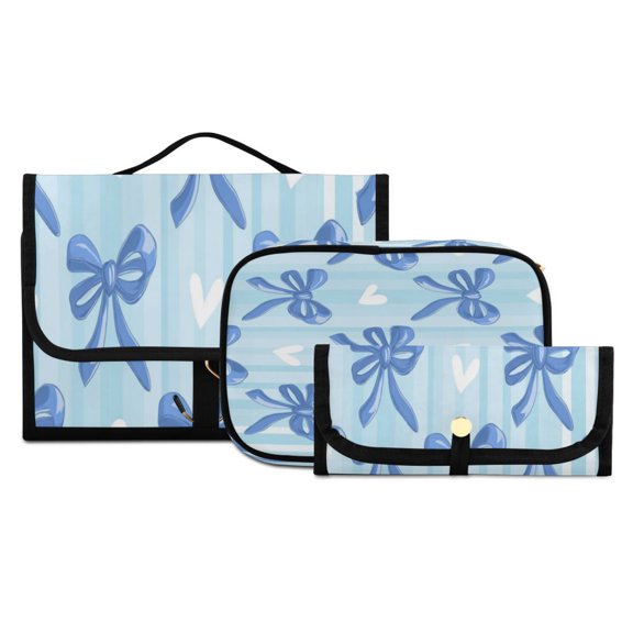 Iauyy 3 Piece Large Portable Hanging Toiletry Bags for Travel,Foldable Makeup Organizer with Multiple Compartments for Men&Women,The Feeling Of Lightness