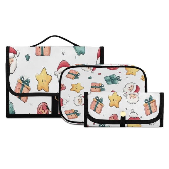 Iauyy 3 Piece Large Portable Hanging Toiletry Bags for Travel,Foldable Makeup Organizer with Multiple Compartments for Men&Women，Cartoon Face