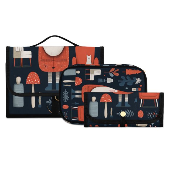 Iauyy 3 Piece Large Portable Hanging Toiletry Bags for Travel,Foldable Makeup Organizer with Multiple Compartments for Men&Women，Style Aesthetics