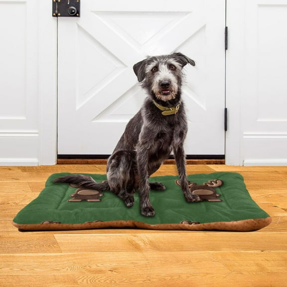 Iauyy 36x24in Washable Dog Bed Mats, 4cm Thick Comfort Pet Bed with Non-Slip Bottom for Crates, Indoors & Outdoors - Puppy Essentials,Chocolate Reindeer