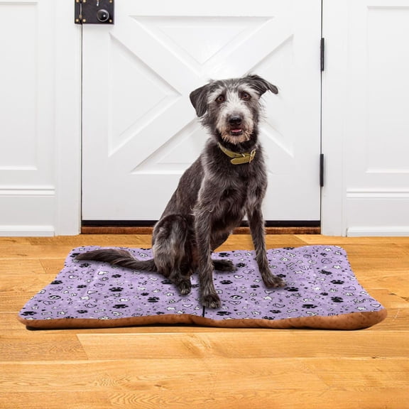Iauyy 36x24in Washable Dog Bed Mats, 4cm Thick Comfort Pet Bed with Non-Slip Bottom for Crates, Indoors & Outdoors - Puppy Essentials,Bone Pattern