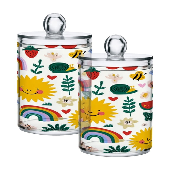 Iauyy 4 pack Transparent Floss Storage Container - Sealed Cotton Pad Can with PS Plastic Lid Dust-Proof for Bathroom Dressing Table,Ice Cream Cone