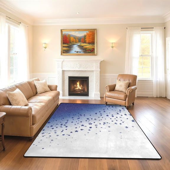 Iauyy 63x48in Washable Large Non-Slip Area Rugs,Modern Minimalist Patterns Ultra Soft Washable for Floor Mats for House Living Room Dining Room Office,Blue Gradient Color