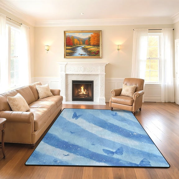 Iauyy 63x48in Washable Large Non-Slip Area Rugs,Modern Minimalist Patterns Ultra Soft Washable for Floor Mats for House Living Room Dining Room Office，Clear Starry Sky