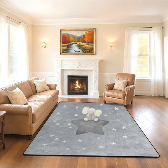 Iauyy 63x48in Washable Large Non-Slip Area Rugs,Modern Minimalist Patterns Ultra Soft Washable for Floor Mats for House Living Room Dining Room Office,Small and Grey