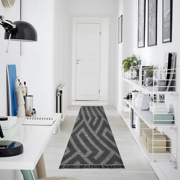 Iauyy 72"x23.5" Runner Rugs for Hallway Kitchen Entryway Washable Vintage Runner Rugs Non-slip ,Black and Gray Mixed Together