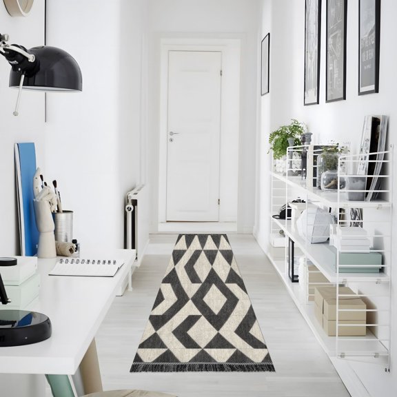 Iauyy 72"x23.5" Runner Rugs for Hallway Kitchen Entryway Washable Vintage Runner Rugs Non-slip ,Simple Square Shape